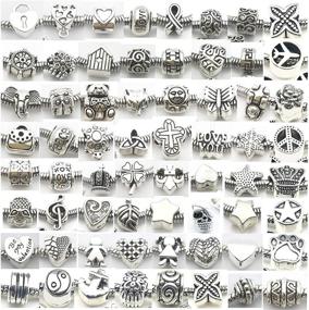 img 3 attached to 🔮 iloveDIYbeads 60pcs Tibetan Silver Big Hole Beads - Perfect for European Bracelets Crafting