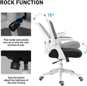 img 1 attached to Hbada Home Office Chair: Ergonomic Desk Chair with Adjustable Height, Flip-Up Armrests, Rocking Capability, Lumbar Support, Soft Cushion, Swivel Task Chair - White