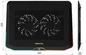 img 2 attached to 🌬️ DEEP COOL N80 RGB Laptop Cooling Pad – 16.7M RGB LED Colors, Full Metal Panel, Dual 140mm Fans, Adjustable Angles, Dual USB 3.0, Capacitive Touch Key – Supports 17.3" Notebooks