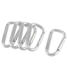 img 2 attached to 🔑 Uxcell Aluminum Carabiner Hook Keychain Pack - 5 Pcs Silver Tone D Shaped