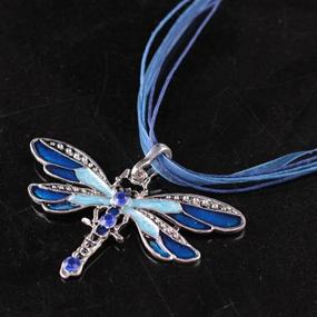 img 1 attached to Exquisite AKOAK Creative Multi Layer Dragonfly Necklace in Blue - A Must-Have Accessory!