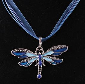 img 3 attached to Exquisite AKOAK Creative Multi Layer Dragonfly Necklace in Blue - A Must-Have Accessory!