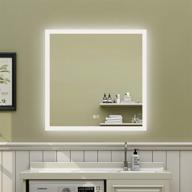 🪞 exbrite led bathroom vanity mirror: 35 x 35 inch, anti fog, dimmable, touch button, slim design, 90+ cri, waterproof ip44, vertical and horizontal wall mount logo
