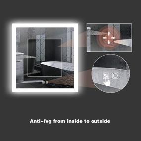 img 3 attached to 🪞 ExBrite LED Bathroom Vanity Mirror: 35 x 35 inch, Anti Fog, Dimmable, Touch Button, Slim Design, 90+ CRI, Waterproof IP44, Vertical and Horizontal Wall Mount