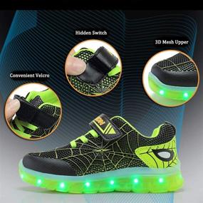 img 1 attached to 👟 Кроссовки BFOEL Spider Light Up: модные светодиодные кеды для мальчиков, девочек и малышей - зарядка по USB - идеальный подарок на дни рождения, День благодарения и Рождество.