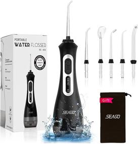 img 4 attached to 💦 SEAGO Water Flosser Professional Water Pick Teeth Cleaner - 3 Modes, 5 Jet Tips, IPX7 Waterproof, Rechargeable Dental Oral Irrigator for Dental Care - Portable for Home & Travel (Black)