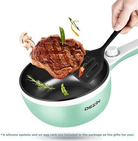 img 3 attached to 🍳 Upgraded Dezin Electric Hot Pot: Non-Stick Sauté Pan for Rapid Noodles, Steak, Egg, Fried Rice, Ramen, Oatmeal, Soup with Power Adjustment - 1.5L Mini Pot (Includes Egg Rack) - Seafoam Green