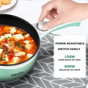 img 1 attached to 🍳 Upgraded Dezin Electric Hot Pot: Non-Stick Sauté Pan for Rapid Noodles, Steak, Egg, Fried Rice, Ramen, Oatmeal, Soup with Power Adjustment - 1.5L Mini Pot (Includes Egg Rack) - Seafoam Green