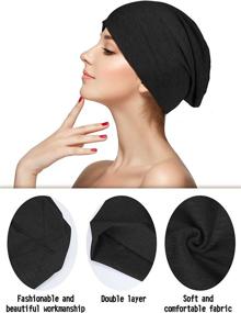 img 1 attached to 😴 Stay Comfy and Stylish with SATINIOR 4-Piece Slouchy Beanie Cap Set: Buttons, Bouffant Design, Elastic and Perfect for Sleeping!