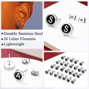 img 2 attached to Stainless Steel FaithHeart Initials Stud Earrings for Men Women - Hypoallergenic A-Z Alphabet Ear Studs Jewelry with Delicate Gift Packaging