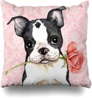 🐶 suesoso decorative cushion pillow case - 16x16 boston terrier dog pattern - home decor indoor throw pillow cover - sofa, bed, car living boston terrier dog pattern логотип