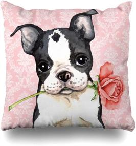 img 1 attached to 🐶 Suesoso Decorative Cushion Pillow Case - 16x16 Boston Terrier Dog Pattern - Home Decor Indoor Throw Pillow Cover - Sofa, Bed, Car Living Boston Terrier Dog Pattern