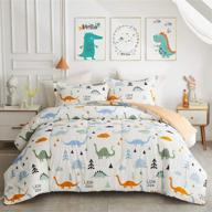 🦖 joyreap 3pcs cotton comforter set, cute dinosaur reversible orange design for kids boys and girls, skin-friendly breathable comforter for all seasons (full/queen, 88x88 inches) logo