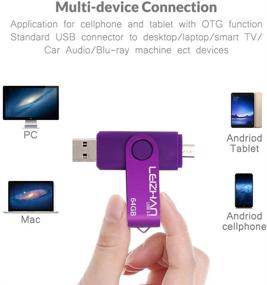 img 2 attached to 💜 флеш-накопитель Micro USB объемом 64 ГБ с поддержкой технологии USB 3.0 для Samsung Galaxy S7/S6/S5, пурпурный