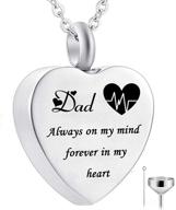 always in my heart: heart urn necklace for ashes, electrocardiogram cremation jewelry - a memorial ashes keepsake pendant logo