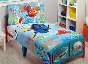 img 4 attached to 🐠 Disney Finding Dory Toddler Bedding Set in Blue, Orange, and Yellow - 4 Piece