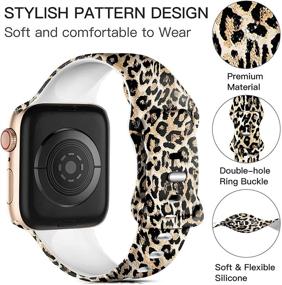img 2 attached to Lerobo Cheetah Band for Apple Watch 40mm 38mm 41mm iWatch SE & Series 7, 6, 5 4 3 2 1 - Fadeless Silicone Printed Replacement Bands Leopard, S/M