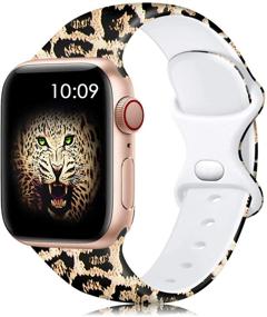 img 4 attached to Lerobo Cheetah Band for Apple Watch 40mm 38mm 41mm iWatch SE & Series 7, 6, 5 4 3 2 1 - Fadeless Silicone Printed Replacement Bands Leopard, S/M