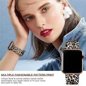 img 1 attached to Lerobo Cheetah Band for Apple Watch 40mm 38mm 41mm iWatch SE & Series 7, 6, 5 4 3 2 1 - Fadeless Silicone Printed Replacement Bands Leopard, S/M