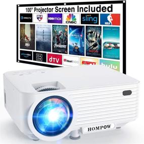img 4 attached to 📽️ Video Projector Bundle: Native 720P Mini Projector + 100" Screen | 1080P Supported | Outdoor Movie Projector Compatible with Multiple Devices - TV Stick, HDMI, VGA, USB, TV Box, Laptop, DVD, PS4 - Ideal for Home Entertainment
