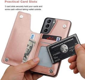 img 1 attached to 🌹 Stylish Rose Gold ONETOP Wallet Case for Samsung Galaxy S21: Durable, Shockproof, Card Holder, Kickstand, Double Magnetic Clasp - Compatible with 5G 6.2 Inch Display