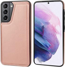 img 2 attached to 🌹 Stylish Rose Gold ONETOP Wallet Case for Samsung Galaxy S21: Durable, Shockproof, Card Holder, Kickstand, Double Magnetic Clasp - Compatible with 5G 6.2 Inch Display