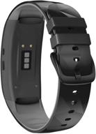 notocity compatible with samsung gear fit2 pro bands replacement silicone band for samsung gear fit2 / gear fit 2 pro smartwatch(black-grey logo
