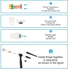 img 1 attached to RX WELD TIG Stubby Gas Lens Kit: 25PCS 17GL332 + Pyrex Cup + Alumina Nozzle - Fit DB SR WP 17 18 26 Torch