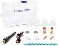 rx weld tig stubby gas lens kit: 25pcs 17gl332 + pyrex cup + alumina nozzle - fit db sr wp 17 18 26 torch logo