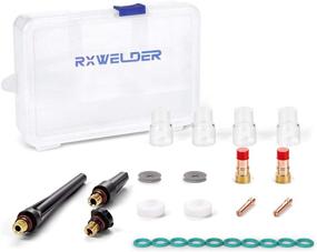 img 4 attached to RX WELD TIG Stubby Gas Lens Kit: 25PCS 17GL332 + Pyrex Cup + Alumina Nozzle - Fit DB SR WP 17 18 26 Torch