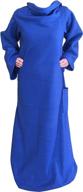 🔵 la-z blanket premium - deluxe, ultra cozy wearable reading blanket with pockets and sleeves for adults in blue logo