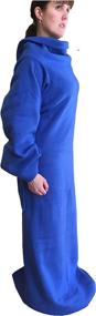 img 2 attached to 🔵 LA-Z Blanket Premium - Deluxe, Ultra Cozy Wearable Reading Blanket with Pockets and Sleeves for Adults in Blue