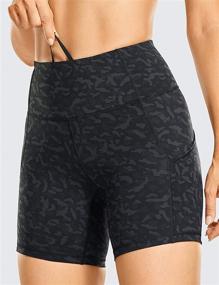 img 2 attached to 🩳 CRZ YOGA Women's Naked Feeling Light Running Shorts 6 Inches - High Waist Gym Biker Compression Shorts with Pockets