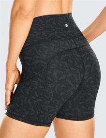 img 1 attached to 🩳 CRZ YOGA Women's Naked Feeling Light Running Shorts 6 Inches - High Waist Gym Biker Compression Shorts with Pockets