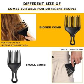 img 3 attached to 👐 2-Piece Afro Comb Set: Double Fist Pick for Detangling, Styling, and Lifting - Large & Small Plastic Picks for Women and Men (3.8 x 7 Inch, 2.6 x 6.4 Inch)