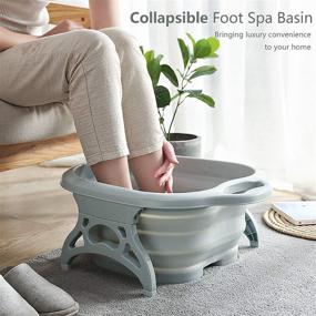 img 3 attached to 🛁 Premium Collapsible Foot Soaking Tub: Large Foldable Foot Bath Massager with Massaging Rollers, Blue