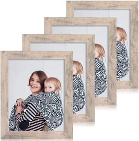 img 4 attached to 📸 Enhance Your Pictures: iRahmen 4 Pack 8x10 Rustic Picture Frame Set with High Definition Glass for Desktop and Wall Display (IR-US002-SG-P8X10)