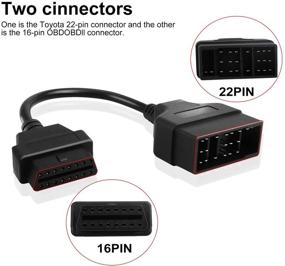 img 2 attached to 🔌 EEEkit Toyota диагностический сканер: 22-контактный адаптер OBD1 к 16-контактному OBD2 - черный, включает два разъема