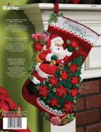 🎅 bucilla santa poinsettia tree 18-inch christmas stocking felt applique kit logo