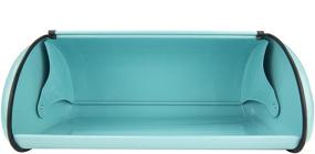 img 3 attached to 🍞 Turquoise Stainless Steel Bread Box with Roll Up Top Lid - Home Basics Kitchen Counter Food Storage, Bin Box Keeper Holder for Baked Goods, Loafs, Cookies, and Buns