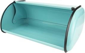 img 2 attached to 🍞 Turquoise Stainless Steel Bread Box with Roll Up Top Lid - Home Basics Kitchen Counter Food Storage, Bin Box Keeper Holder for Baked Goods, Loafs, Cookies, and Buns