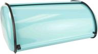 🍞 turquoise stainless steel bread box with roll up top lid - home basics kitchen counter food storage, bin box keeper holder for baked goods, loafs, cookies, and buns логотип