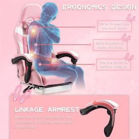 img 2 attached to Soontrans Chair Gaming Retractable Footrest Red Furniture