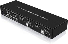 img 4 attached to 🖥️ E-SDS Dual Monitor DisplayPort KVM Switch with Audio and Microphone, USB 2.0 Hub, 4K DP 2-Port KVM Switch in Black