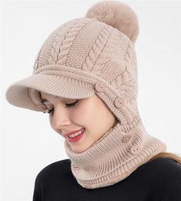 img 3 attached to 🧣 Women's Cozy Fleece Slouchy Beanie Hat with Scarf & Mask: Thick Winter Knitted Skull Cap for Warmth & Style