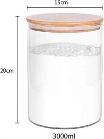 img 3 attached to 🍯 Premium Set of 2 Large 100 FL OZ (3000ml) Glass Food Storage Jars with Airtight Bamboo Lids - BPA-Free Canisters for Kitchen Storage of Flour, Sugar, Ground Coffee, Rice, and Dry Food