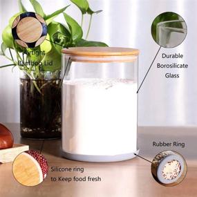 img 2 attached to 🍯 Premium Set of 2 Large 100 FL OZ (3000ml) Glass Food Storage Jars with Airtight Bamboo Lids - BPA-Free Canisters for Kitchen Storage of Flour, Sugar, Ground Coffee, Rice, and Dry Food