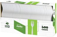 🍴 pack of 400 lightweight white plastic forks - disposable logo