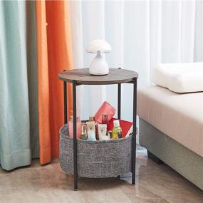 img 1 attached to 🔘 JANE EYRE Round Side Table with Storage Basket: Small and Stylish End Table with Fabric Storage for Living Room, Bedroom, and Home Office