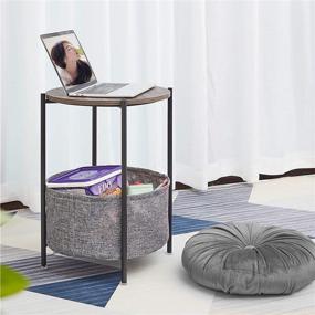 img 3 attached to 🔘 JANE EYRE Round Side Table with Storage Basket: Small and Stylish End Table with Fabric Storage for Living Room, Bedroom, and Home Office